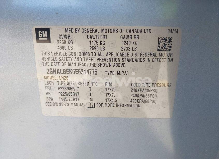 Photo 9 of 2014 Chevrolet Equinox 1LT (VIN 2GNALBEK6E6314775)