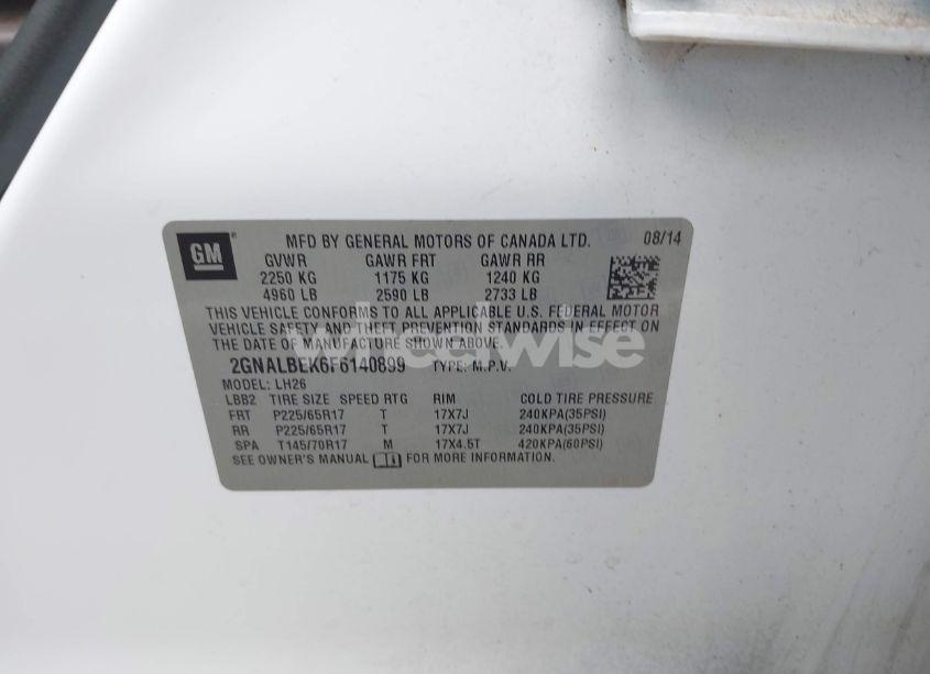 Photo 9 of 2015 Chevrolet Equinox 1LT (VIN 2GNALBEK6F6140899)