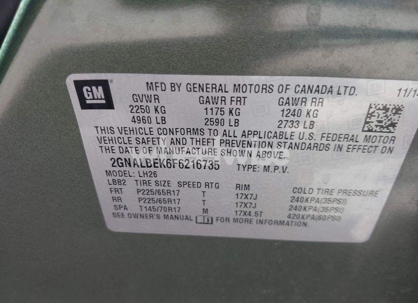 Photo 9 of 2015 Chevrolet Equinox 1LT (VIN 2GNALBEK6F6216735)