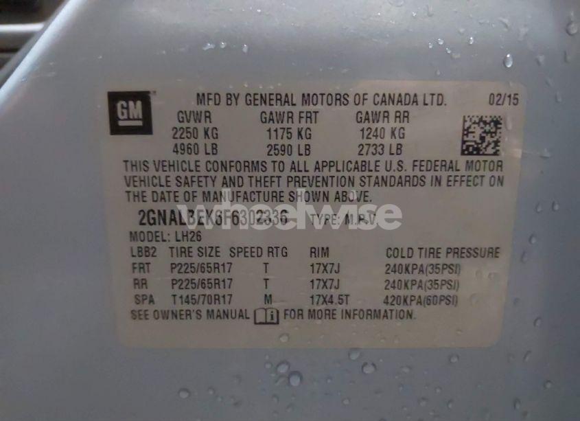 Photo 9 of 2015 Chevrolet Equinox 1LT (VIN 2GNALBEK6F6302336)