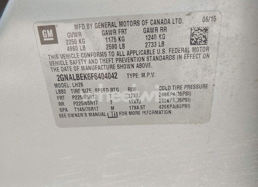 Photo 9 of 2015 Chevrolet Equinox 1LT (VIN 2GNALBEK6F6404042)