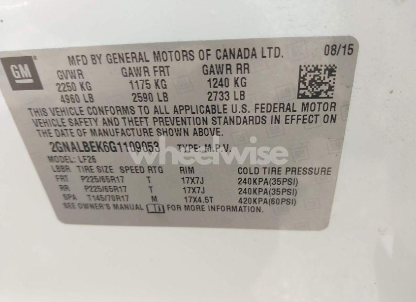 Photo 9 of 2016 Chevrolet Equinox LS (VIN 2GNALBEK6G1109053)