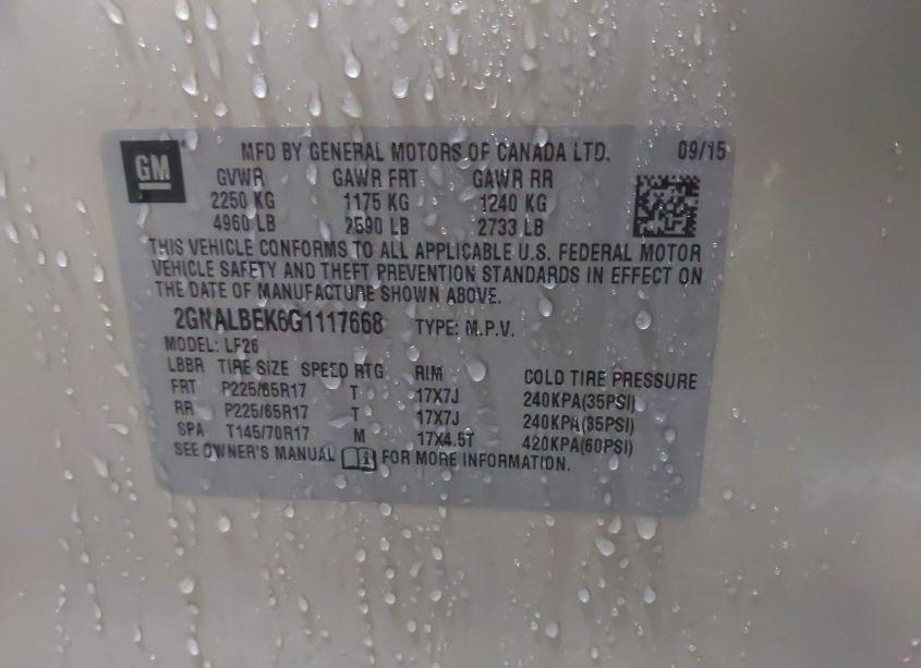 Photo 9 of 2016 Chevrolet Equinox LS (VIN 2GNALBEK6G1117668)