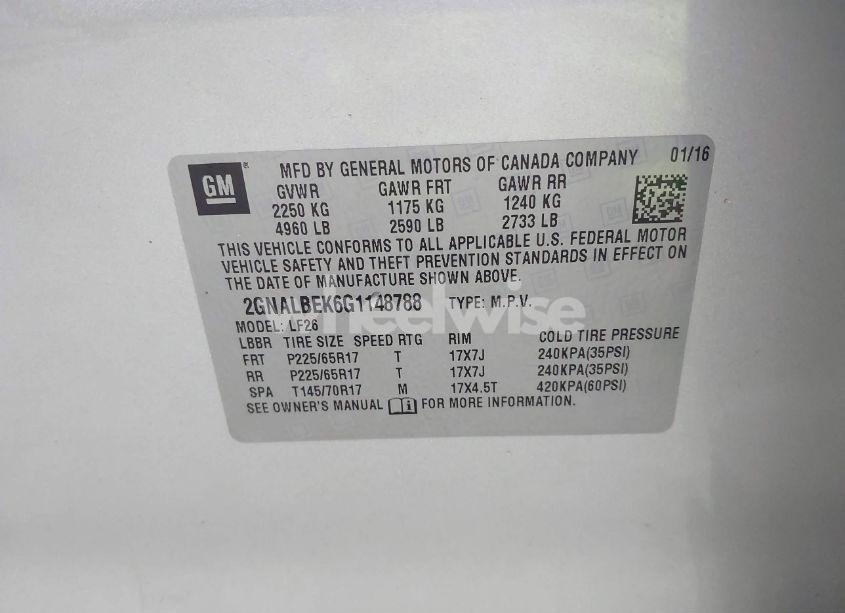 Photo 9 of 2016 Chevrolet Equinox LS (VIN 2GNALBEK6G1148788)