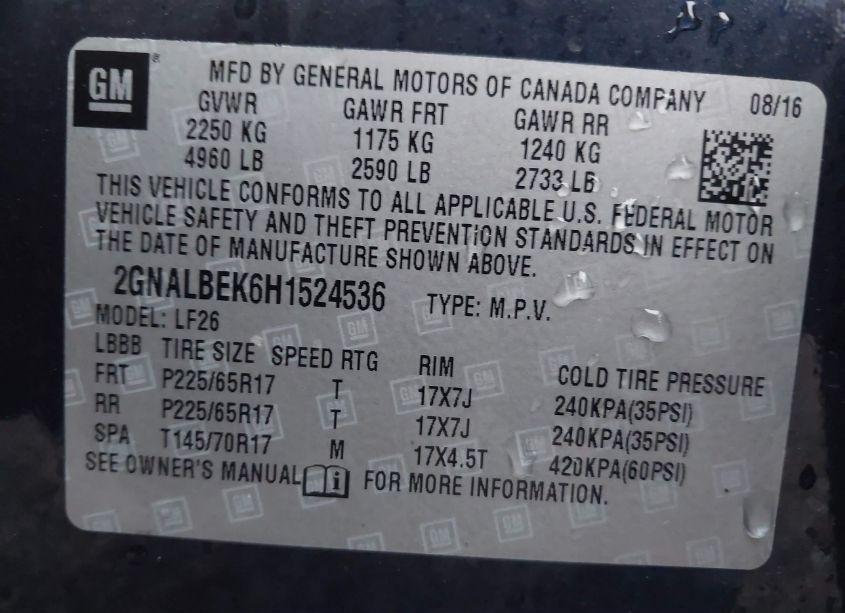 Photo 9 of 2017 Chevrolet Equinox LS (VIN 2GNALBEK6H1524536)