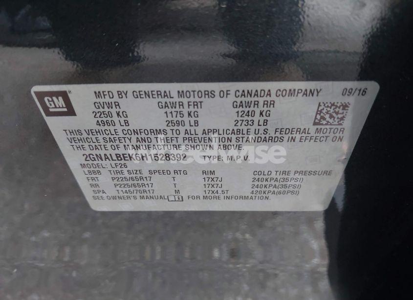 Photo 9 of 2017 Chevrolet Equinox LS (VIN 2GNALBEK6H1528392)