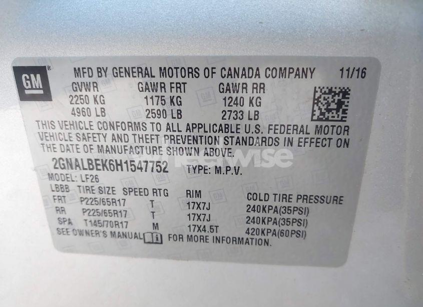 Photo 9 of 2017 Chevrolet Equinox LS (VIN 2GNALBEK6H1547752)