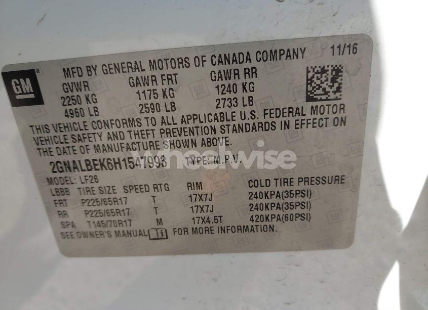 Photo 9 of 2017 Chevrolet Equinox LS (VIN 2GNALBEK6H1547993)