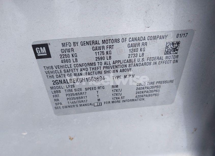 Photo 9 of 2017 Chevrolet Equinox LS (VIN 2GNALBEK6H1565894)