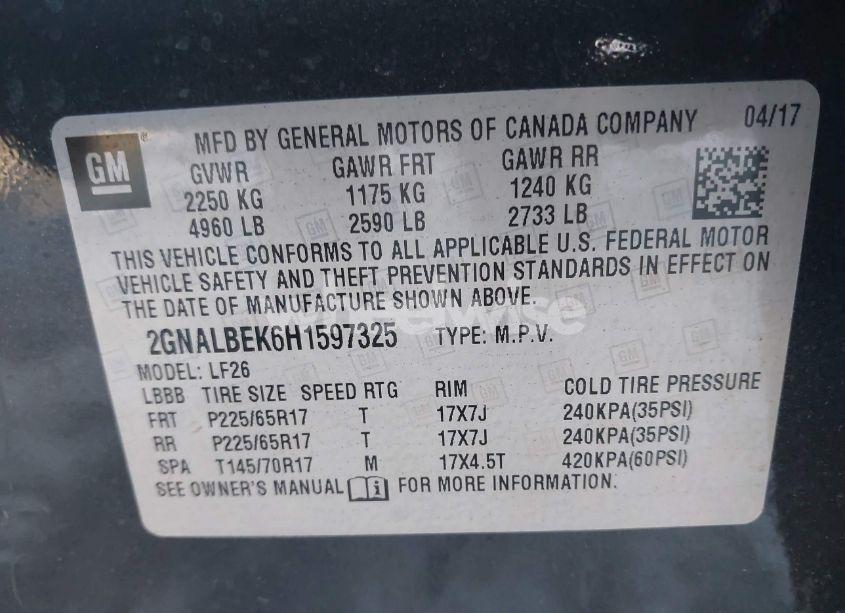 Photo 9 of 2017 Chevrolet Equinox LS (VIN 2GNALBEK6H1597325)