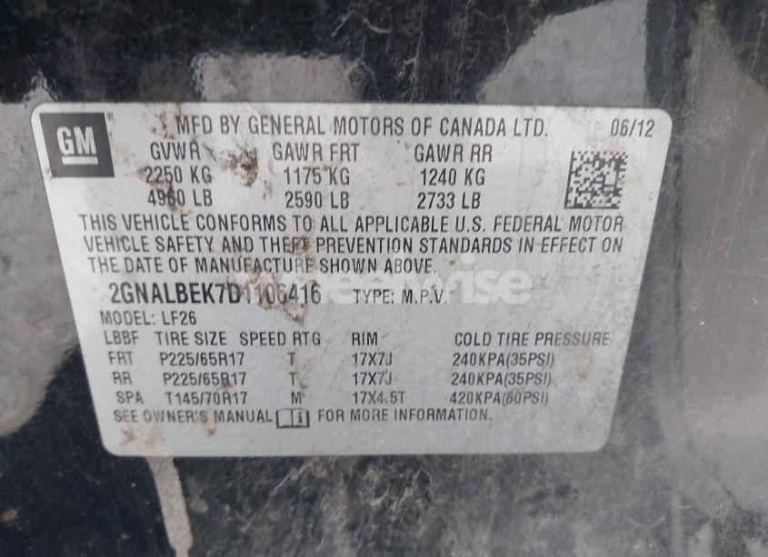 Photo 9 of 2013 Chevrolet Equinox LS (VIN 2GNALBEK7D1106416)