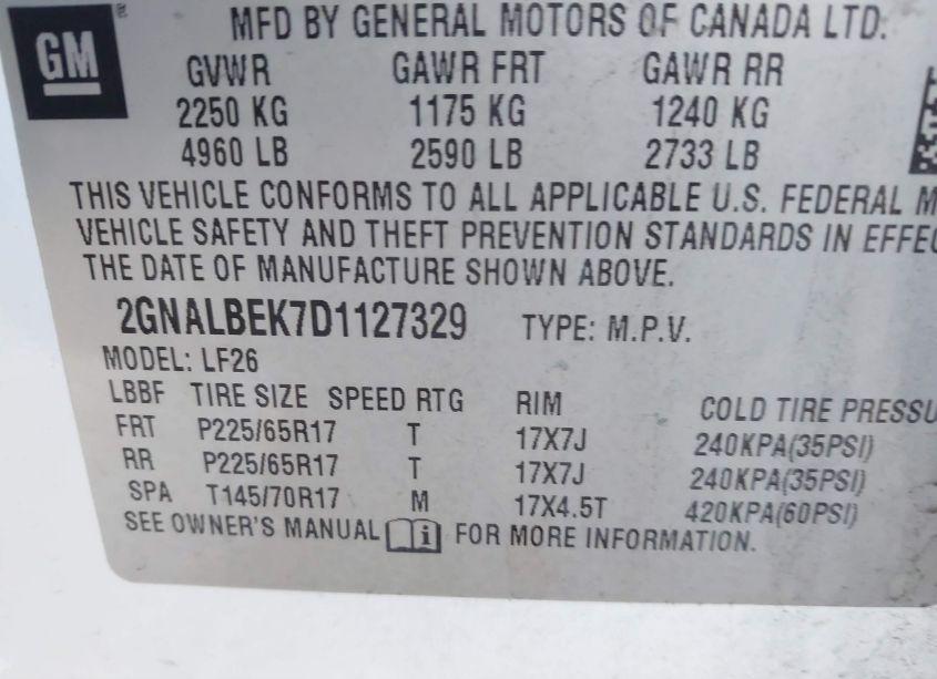 Photo 9 of 2013 Chevrolet Equinox LS (VIN 2GNALBEK7D1127329)