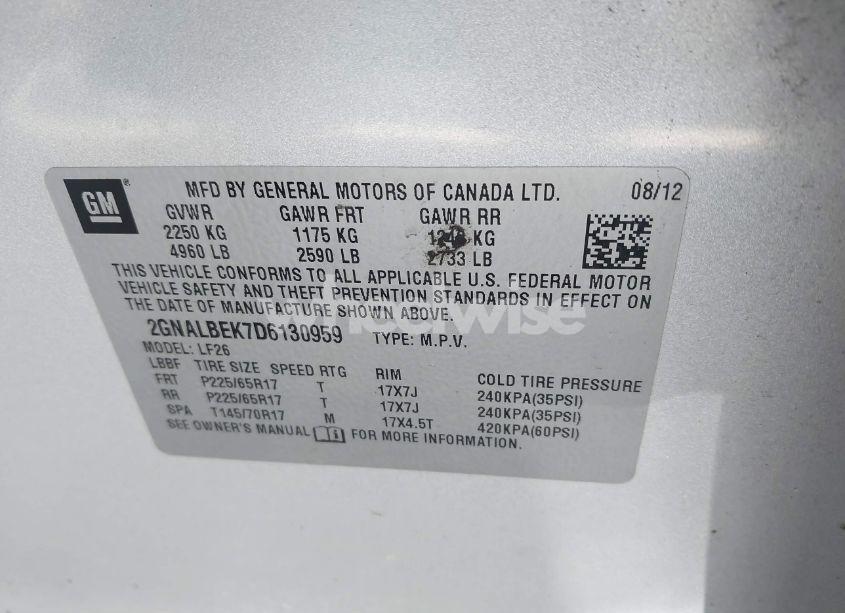 Photo 9 of 2013 Chevrolet Equinox LS (VIN 2GNALBEK7D6130959)