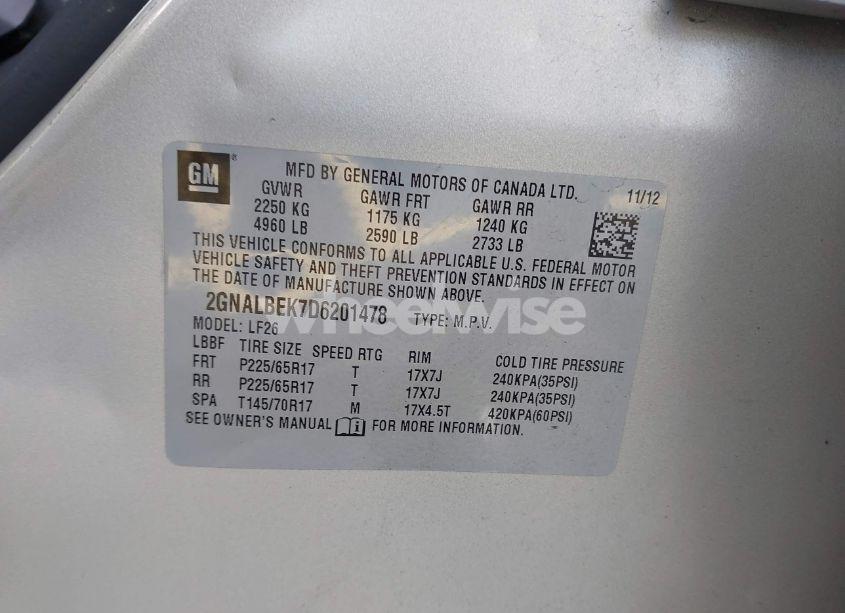 Photo 9 of 2013 Chevrolet Equinox LS (VIN 2GNALBEK7D6201478)