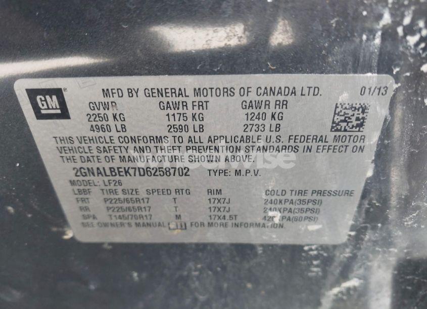 Photo 9 of 2013 Chevrolet Equinox LS (VIN 2GNALBEK7D6258702)