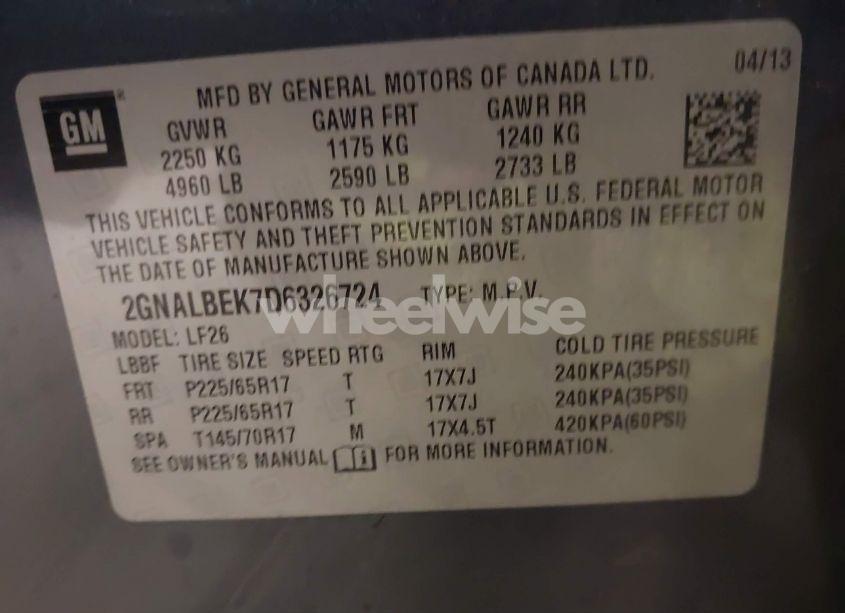 Photo 9 of 2013 Chevrolet Equinox LS (VIN 2GNALBEK7D6326724)