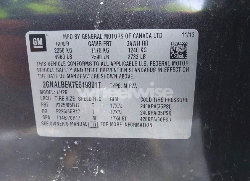 Photo 9 of 2014 Chevrolet Equinox 1LT (VIN 2GNALBEK7E6198017)