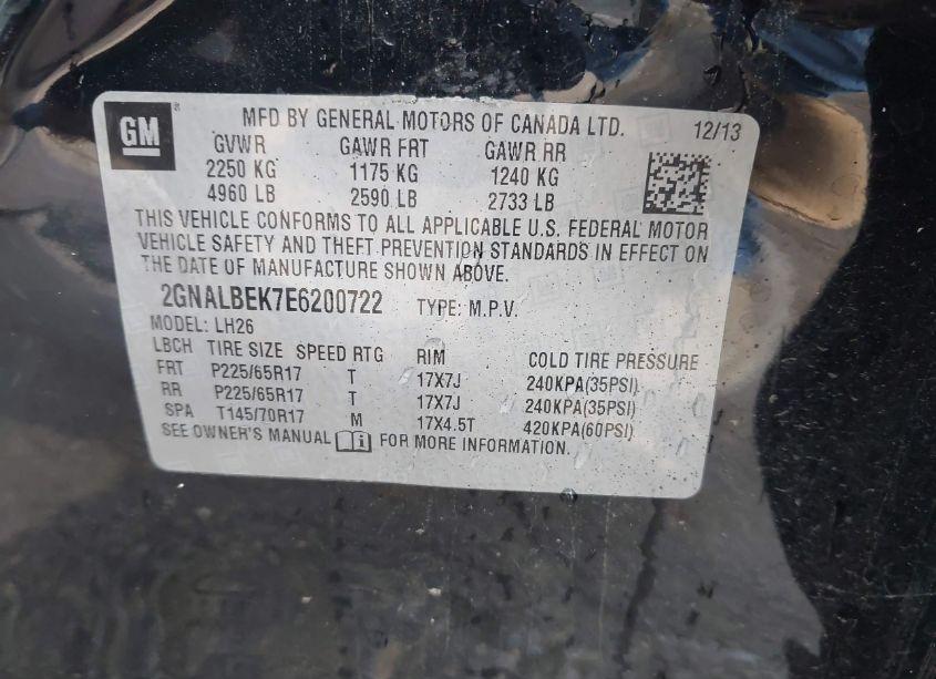 Photo 9 of 2014 Chevrolet Equinox 1LT (VIN 2GNALBEK7E6200722)