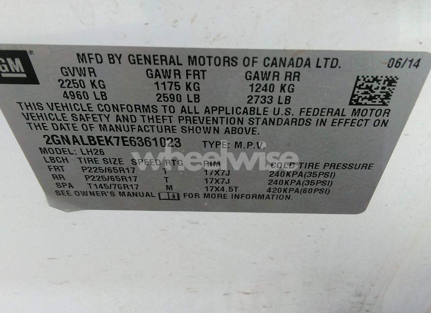 Photo 9 of 2014 Chevrolet Equinox 1LT (VIN 2GNALBEK7E6361023)