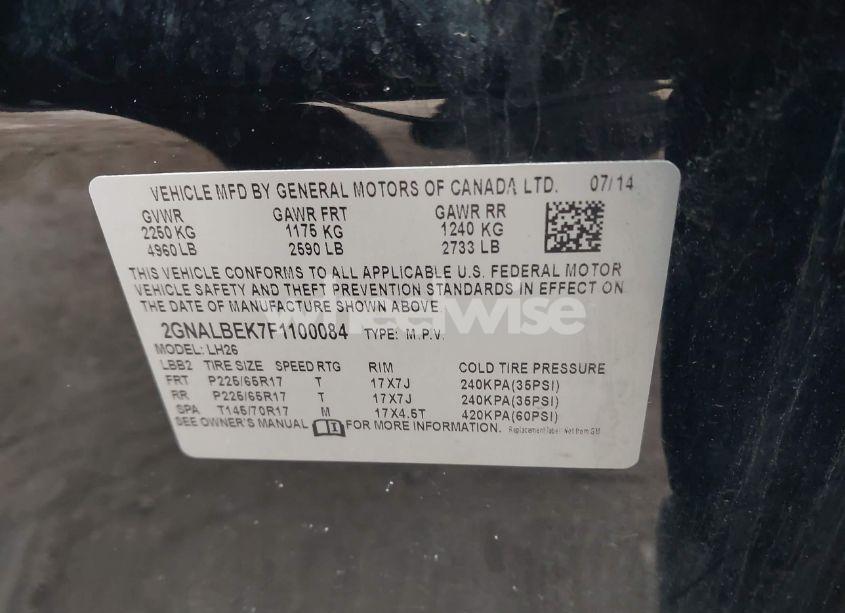 Photo 9 of 2015 Chevrolet Equinox 1LT (VIN 2GNALBEK7F1100084)