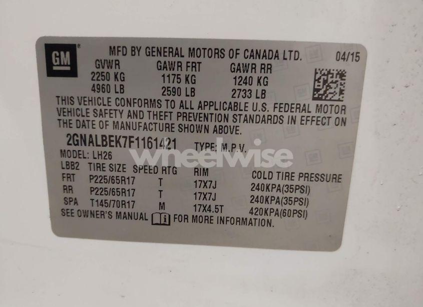 Photo 9 of 2015 Chevrolet Equinox 1LT (VIN 2GNALBEK7F1161421)