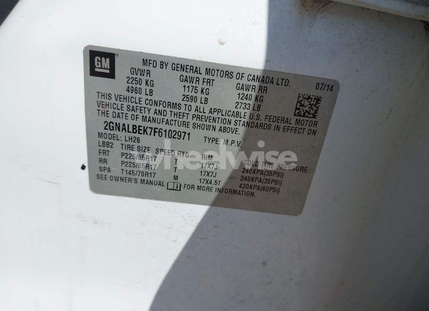 Photo 9 of 2015 Chevrolet Equinox 1LT (VIN 2GNALBEK7F6102971)