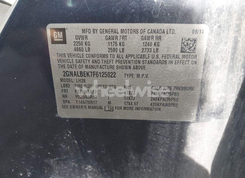 Photo 9 of 2015 Chevrolet Equinox 1LT (VIN 2GNALBEK7F6125022)