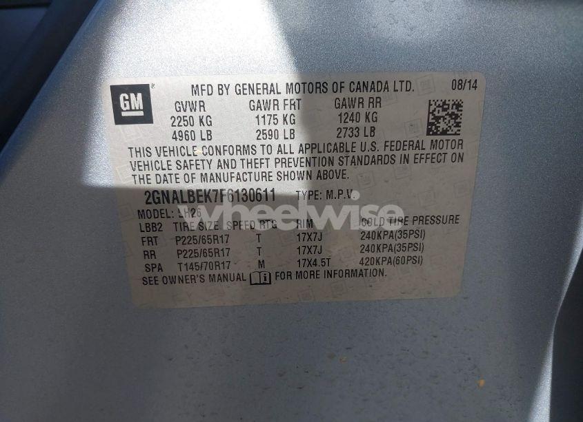 Photo 9 of 2015 Chevrolet Equinox 1LT (VIN 2GNALBEK7F6130611)