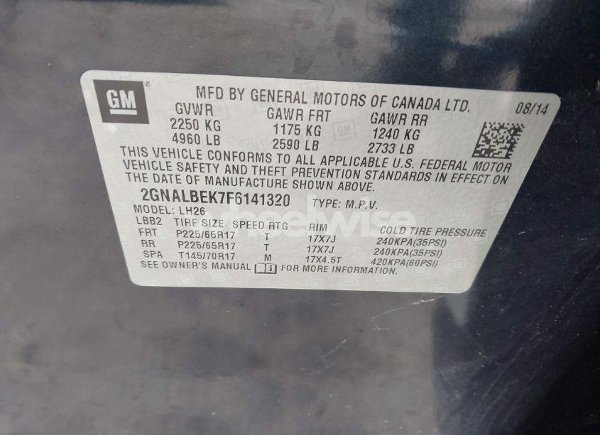 Photo 9 of 2015 Chevrolet Equinox 1LT (VIN 2GNALBEK7F6141320)