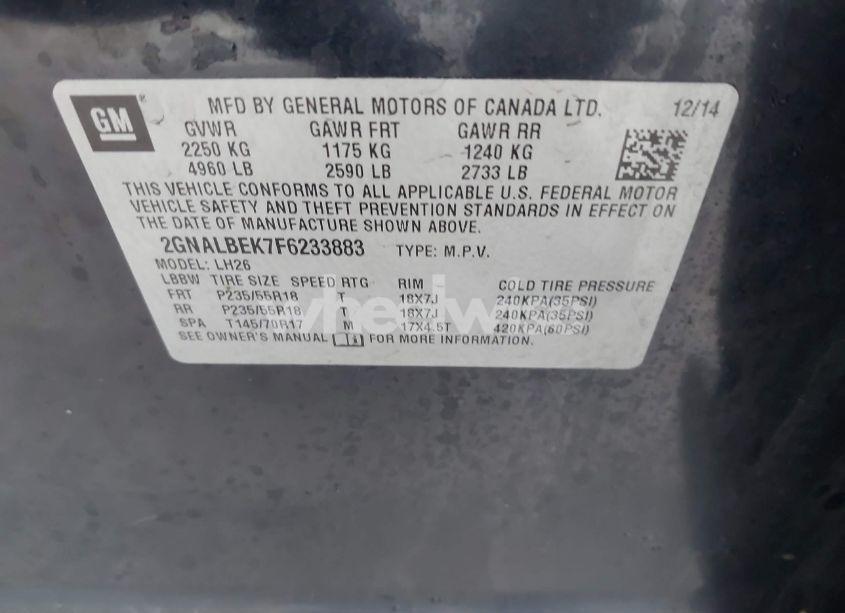 Photo 9 of 2015 Chevrolet Equinox 1LT (VIN 2GNALBEK7F6233883)