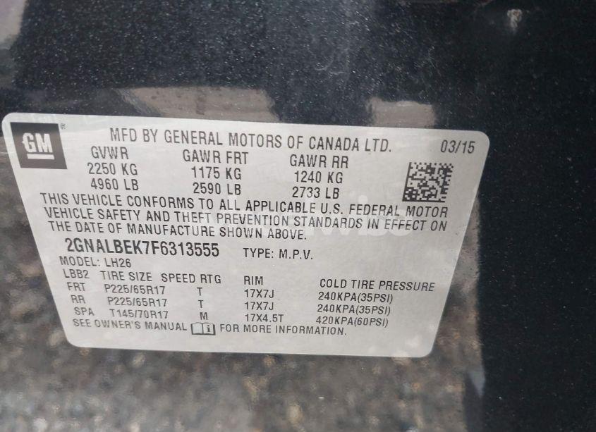 Photo 9 of 2015 Chevrolet Equinox 1LT (VIN 2GNALBEK7F6313555)