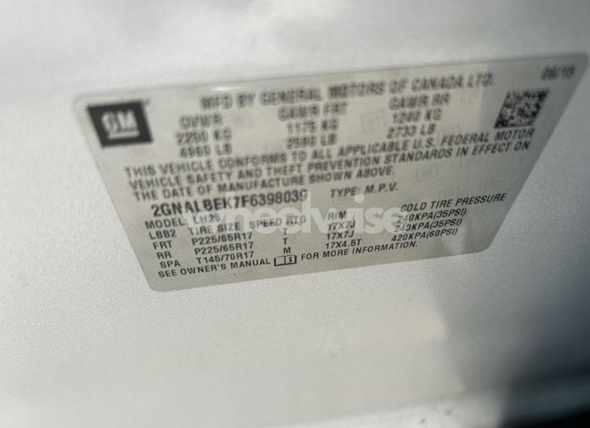 Photo 9 of 2015 Chevrolet Equinox (VIN 2GNALBEK7F6398039)