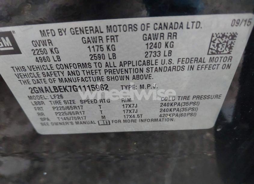 Photo 9 of 2016 Chevrolet Equinox LS (VIN 2GNALBEK7G1115962)