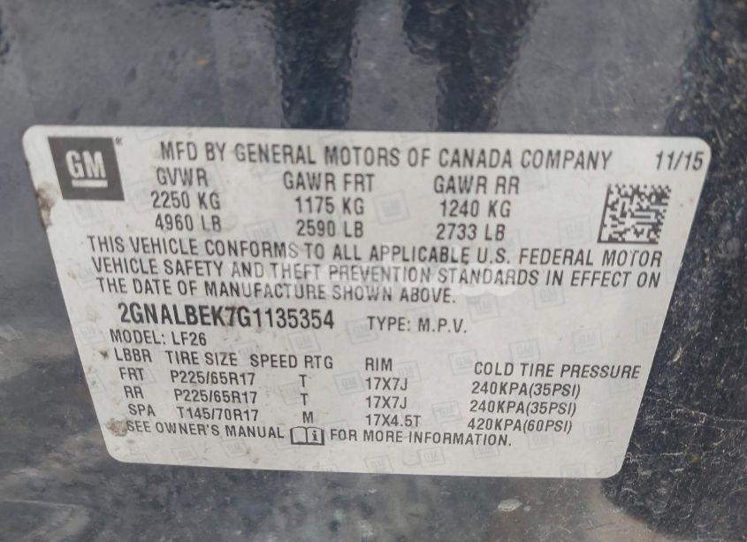 Photo 9 of 2016 Chevrolet Equinox LS (VIN 2GNALBEK7G1135354)