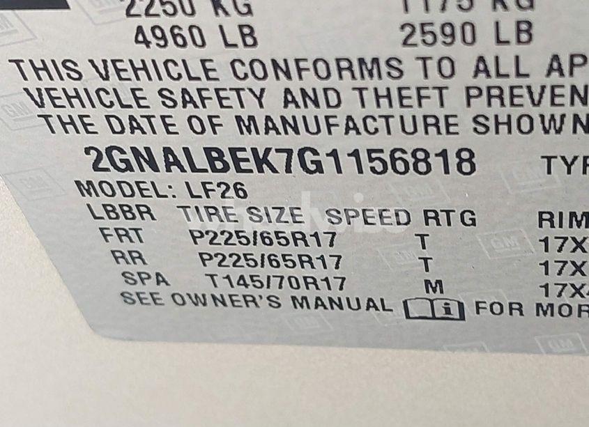 Photo 9 of 2016 Chevrolet Equinox LS (VIN 2GNALBEK7G1156818)