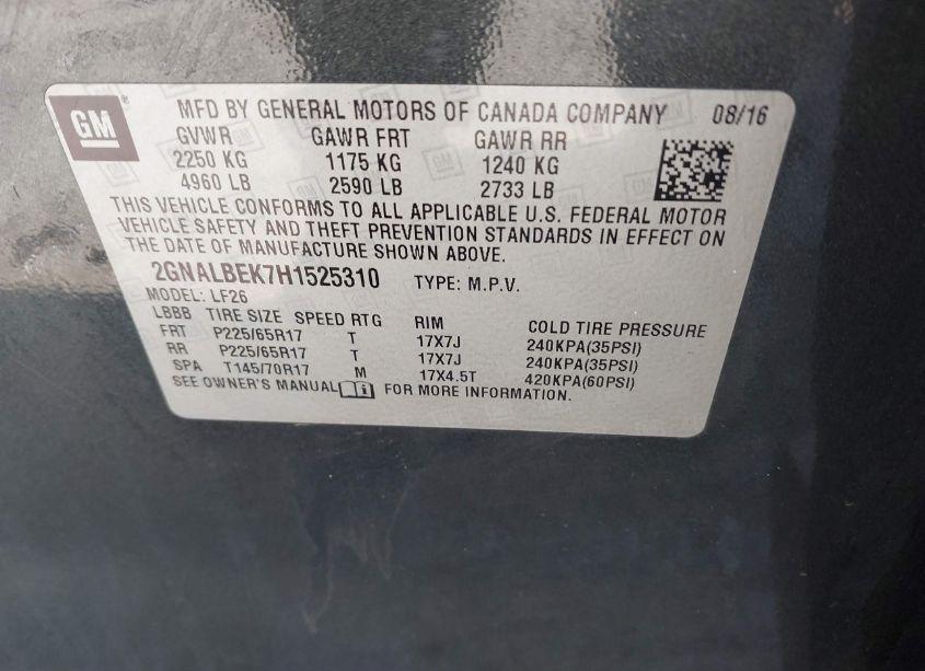 Photo 9 of 2017 Chevrolet Equinox LS (VIN 2GNALBEK7H1525310)