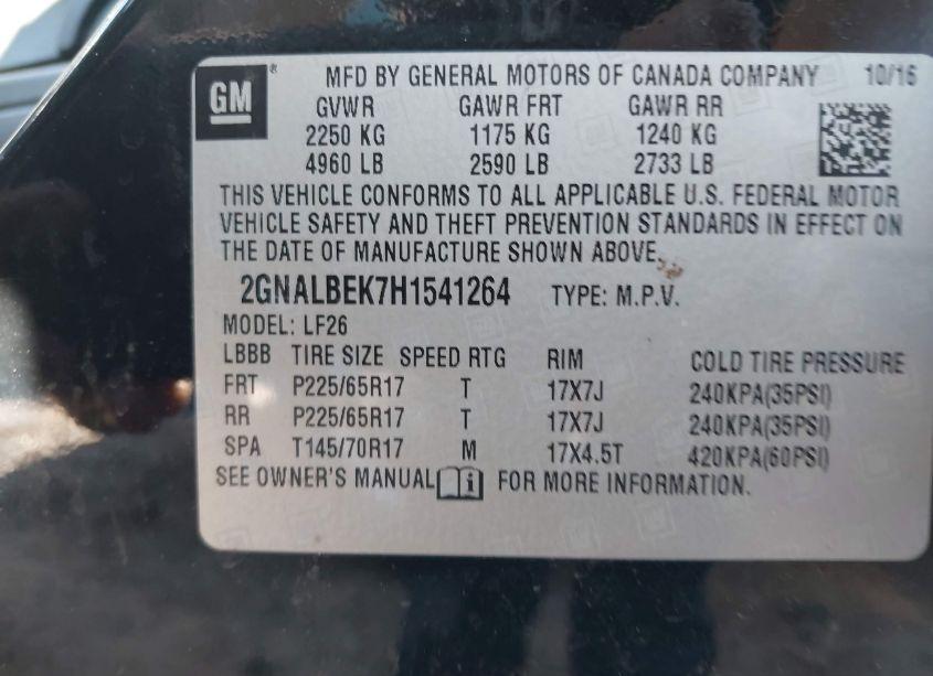Photo 9 of 2017 Chevrolet Equinox LS (VIN 2GNALBEK7H1541264)