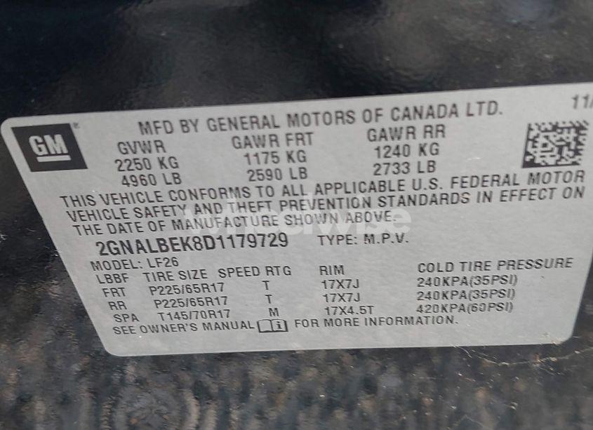 Photo 9 of 2013 Chevrolet Equinox LS (VIN 2GNALBEK8D1179729)