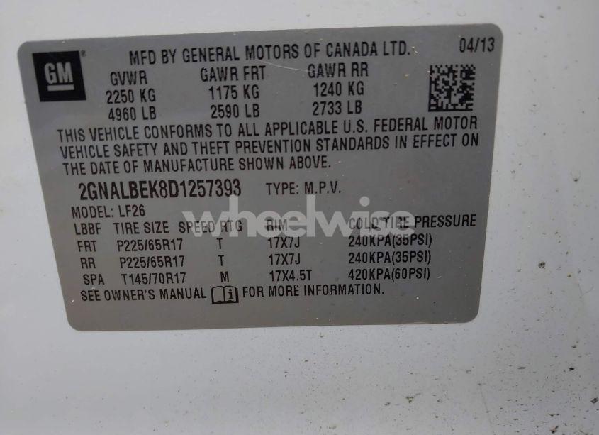 Photo 9 of 2013 Chevrolet Equinox LS (VIN 2GNALBEK8D1257393)