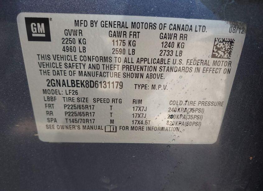 Photo 9 of 2013 Chevrolet Equinox LS (VIN 2GNALBEK8D6131179)