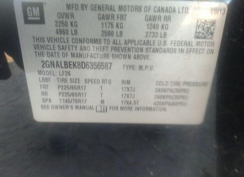 Photo 9 of 2013 Chevrolet Equinox LS (VIN 2GNALBEK8D6356587)