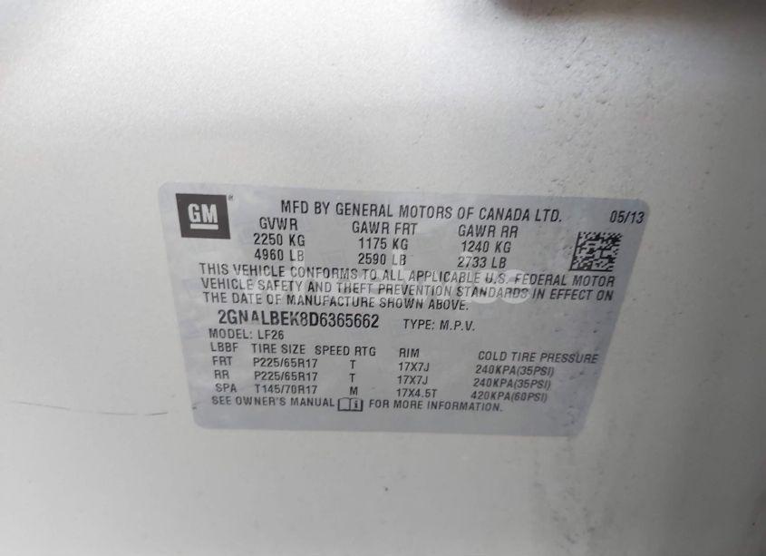 Photo 9 of 2013 Chevrolet Equinox LS (VIN 2GNALBEK8D6365662)