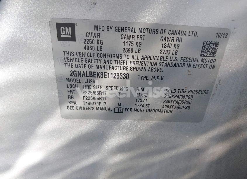 Photo 9 of 2014 Chevrolet Equinox 1LT (VIN 2GNALBEK8E1123338)