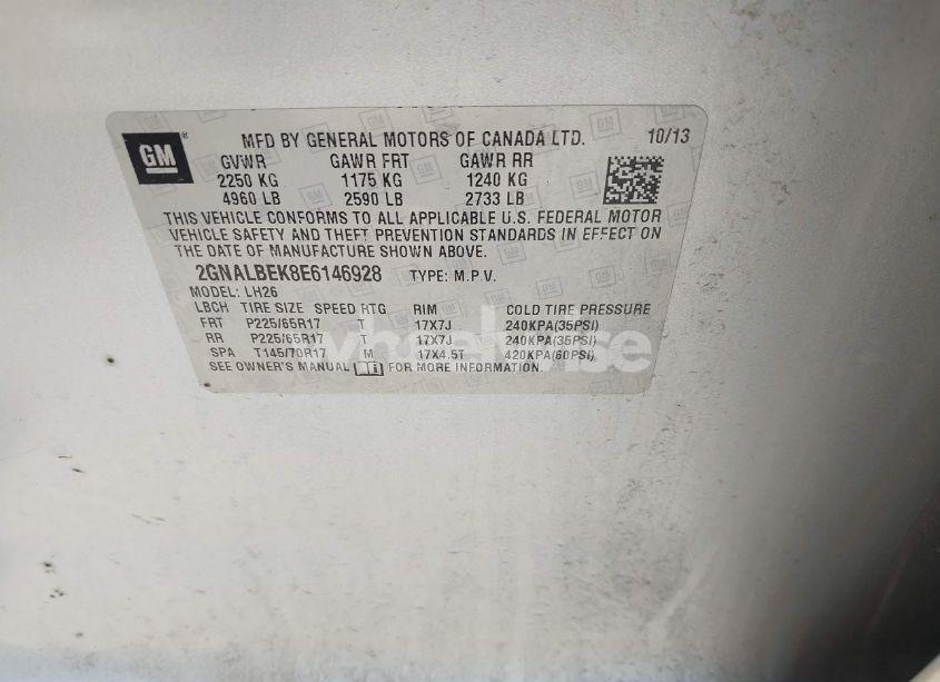 Photo 9 of 2014 Chevrolet Equinox 1LT (VIN 2GNALBEK8E6146928)