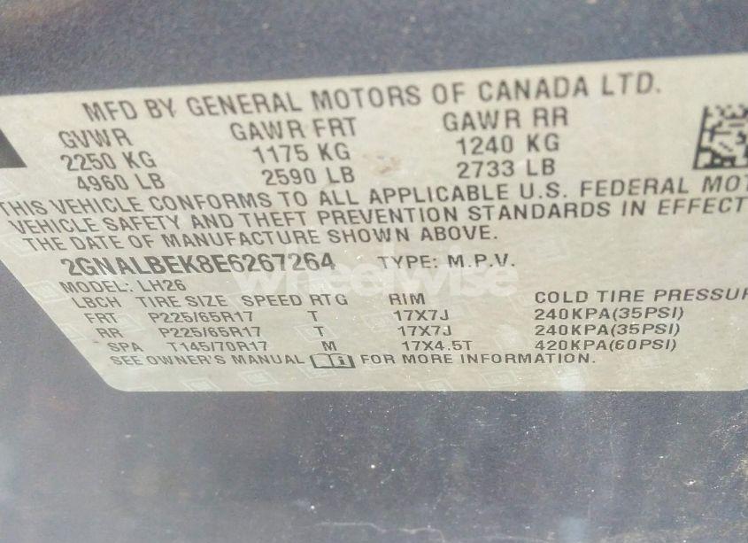 Photo 9 of 2014 Chevrolet Equinox 1LT (VIN 2GNALBEK8E6267264)