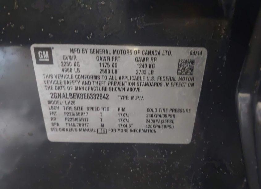 Photo 9 of 2014 Chevrolet Equinox 1LT (VIN 2GNALBEK8E6332842)