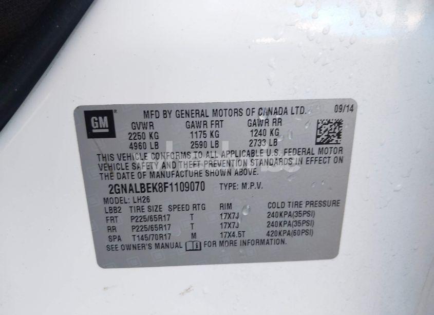 Photo 9 of 2015 Chevrolet Equinox 1LT (VIN 2GNALBEK8F1109070)