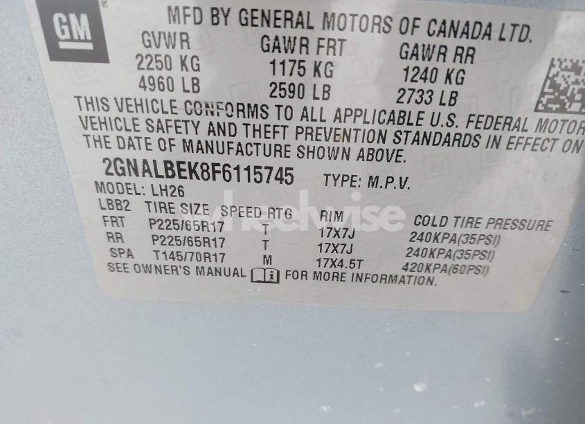 Photo 9 of 2015 Chevrolet Equinox 1LT (VIN 2GNALBEK8F6115745)