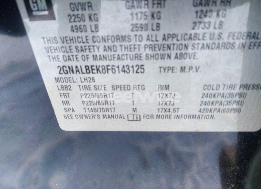 Photo 9 of 2015 Chevrolet Equinox 1LT (VIN 2GNALBEK8F6143125)