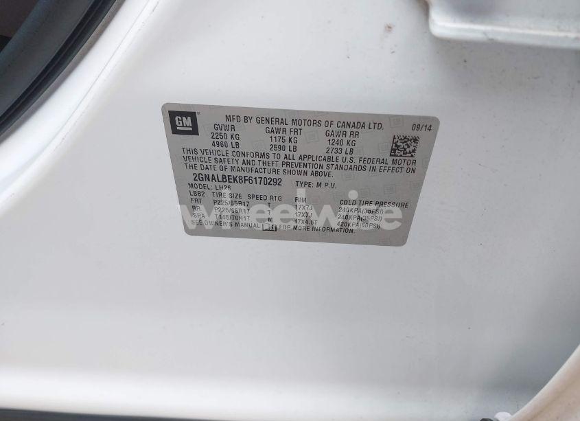 Photo 9 of 2015 Chevrolet Equinox 1LT (VIN 2GNALBEK8F6170292)